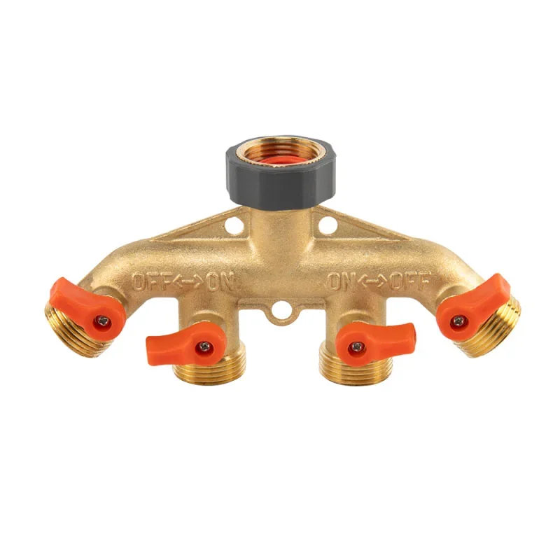 Колектор 4-ходовий з клапанами РЗ 3/4", з'єднання 
з краном РВ 3/4", латунь, BRASS SOFT, BR-S3034 от Bradas - купить в интернет-магазине