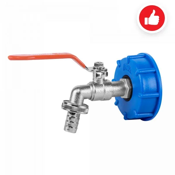 Комплект гайка IBC, кран S60x6 з виходом 3/4" 
РЗ, заглушка для шланга 1/2" та ніпель, IBCS60-KK04123413Z от Bradas - купить в интернет-магазине