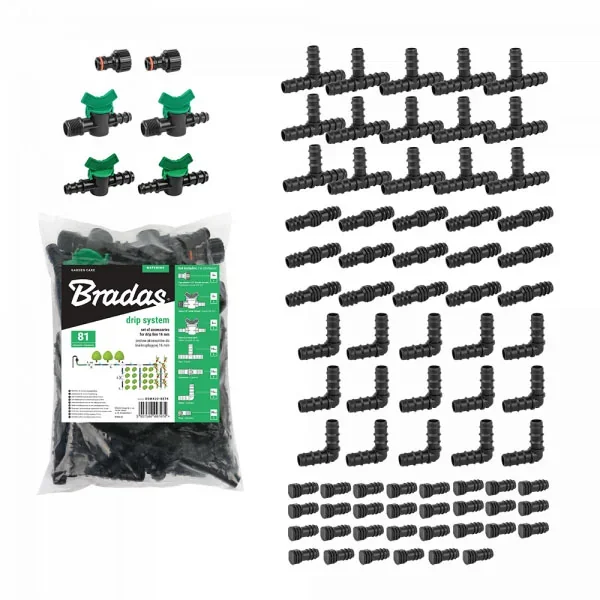 Набір аксесуарів для крапельного поливу,16мм, 
81 шт., DSWA20-SET4 от Bradas - купить в интернет-магазине