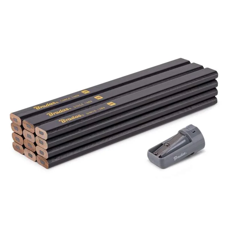 Набір будівельних олівців з точилкою HB 
180мм OCTAGON 12 шт. графіт, туба, DIY-PC2OC18GH/S12T от Bradas - купить в интернет-магазине