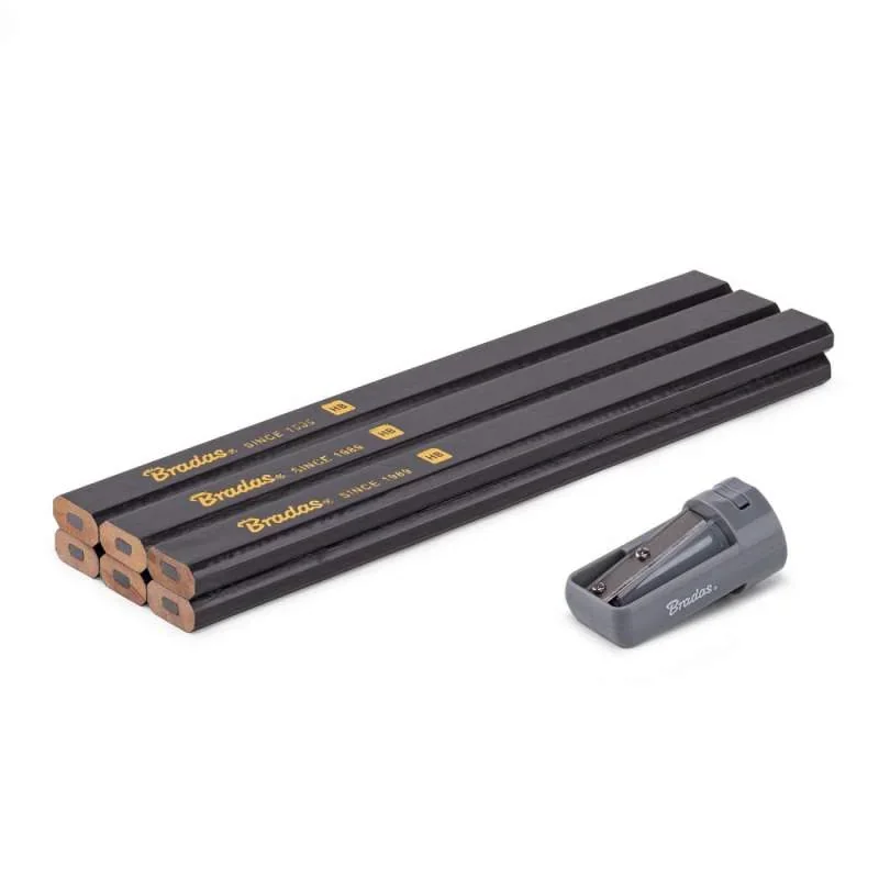 Набір будівельних олівців з точилкою HB 
180mm OCTAGON, 6 шт. графіт, DIY-PC2OC18GH/S6B от Bradas - купить в интернет-магазине