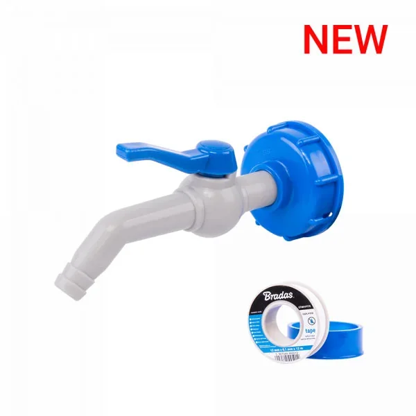 Набір IBC, кран 1/2" з з'єднанням для шланга 
13 мм PP 45°, гайка IBCS60x6 з PTFE стрічкою, IBCS60-GTM451213 от Bradas - купить в интернет-магазине