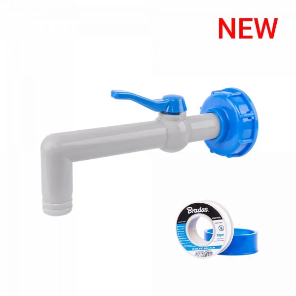 Набір IBC, кран 3/4" з з'єднанням для шланга 
19 мм PP 90°, гайка IBCS60x6 з PTFE стрічкою, IBCS60-GTM903419 от Bradas - купить в интернет-магазине