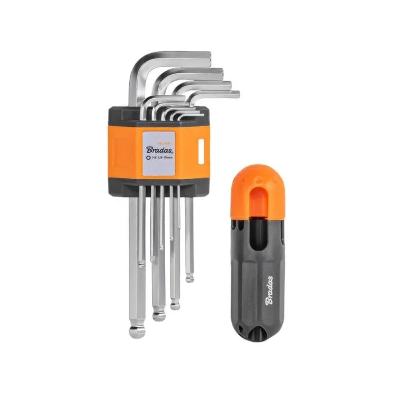 Набір шестигранних ключів HEX 1,5 - 10 мм з кулькою
і ручкою типу T, 9 шт., довгі, DIY-HKGB31-LO/B от Bradas - купить в интернет-магазине