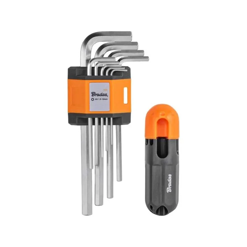 Набір шестигранних ключів HEX 1,5 - 10 мм з T-подібною
ручкою, 9 шт., довгі, DIY-HKGH31-LO/B от Bradas - купить в интернет-магазине