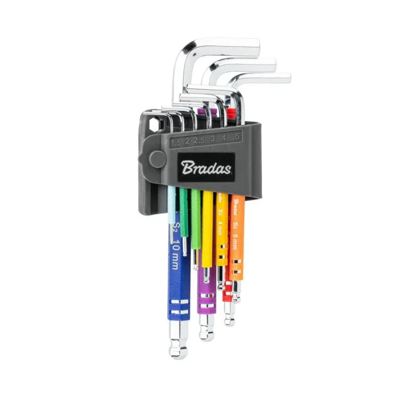 Набір шестигранних ключів з кульковим
наконечником HX 1,5-10 мм 9 шт. мультиколор / довгі, DIY-HKB62-LO/B от Bradas - купить в интернет-магазине