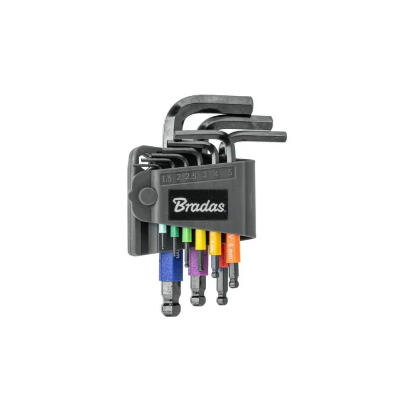 Набір шестигранних ключів з кульковим
наконечником HX 1,5-10 мм 9 шт. мультиколор / короткі, DIY-HKB71-SH/B от Bradas - купить в интернет-магазине