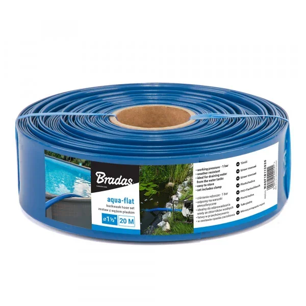 Шланг плаский AQUA-FLAT, PE/EVA, у комплекті з хомутом
W.P.1, 1 1/2", 10м, WAQF1B112010 от Bradas - купить в интернет-магазине