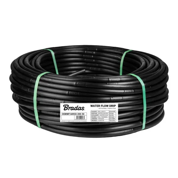 Трубка крапельна Ø 16мм / 0,9мм / 33см / 2 л/год 
– WATER FLOW DRIP – 50 м, DSWWF160933-200-50 от Bradas - купить в интернет-магазине