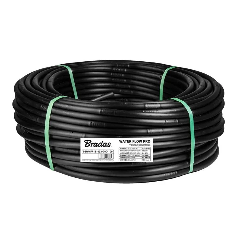 Трубка крапельна Ø 16мм / 1мм / 33см / 2 л/год, 
WATER FLOW PRO, 100 м, DSWWFP161033-200-100 от Bradas - купить в интернет-магазине