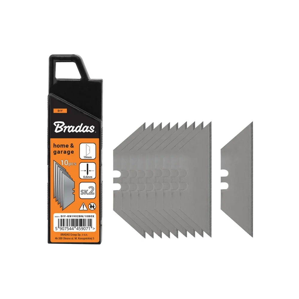 Запасні трапецієподібні леза 19 мм NEUTRAL, 
коробка, 10 шт., DIY-KN1902BN/10BOX от Bradas - купить в интернет-магазине