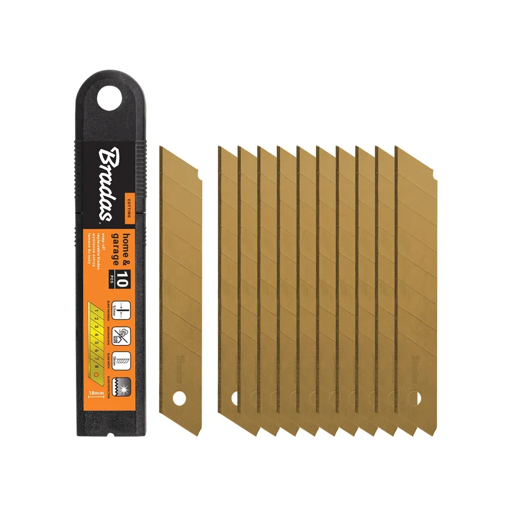 Змінні ламальні леза для ножів 18 мм GOLD,
10 шт., DIY-KN18-GL от Bradas - купить в интернет-магазине