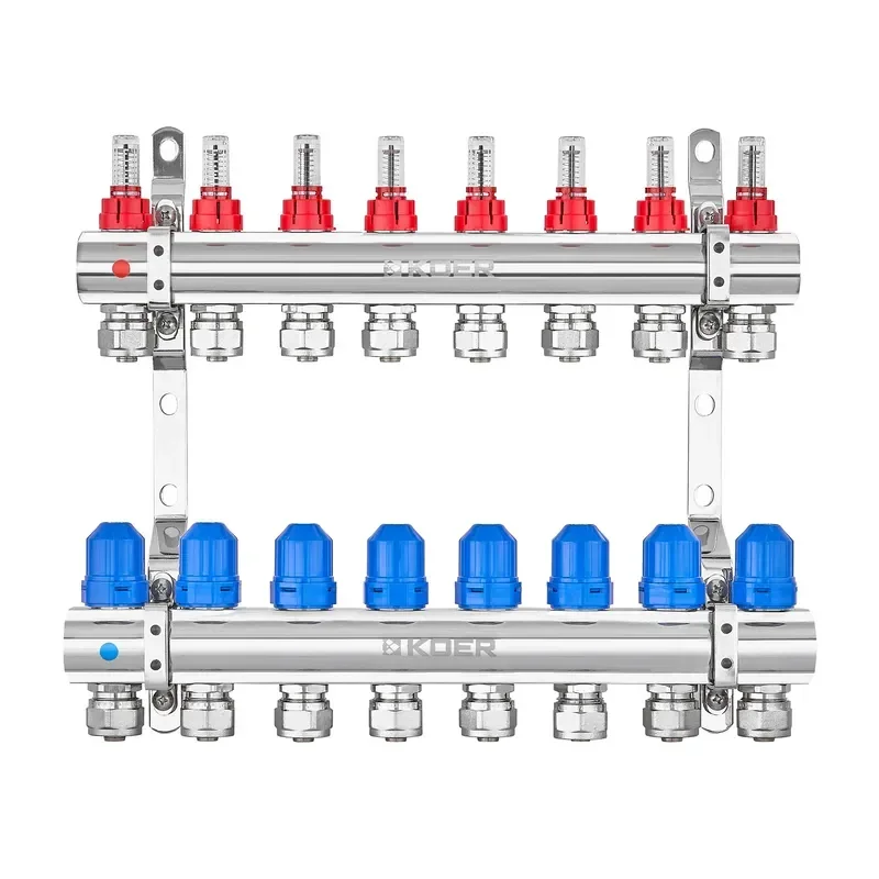 Колекторний блок з витратомірами та євроконусами Koer KR.1210-8 - 1"x8 WAYS (KR5270) от KOER - купить в интернет-магазине