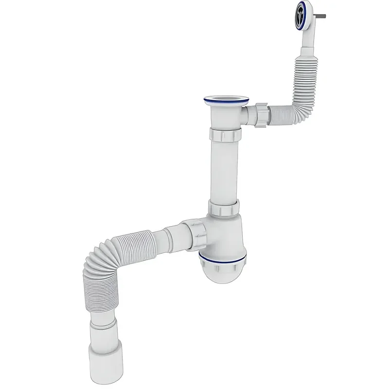 Сифон для кухни Zerix SK-04-В 1 1/2"x40 с резьбовым выпуском и круглым переливом (ZX5085) от Zerix - купить в интернет-магазине