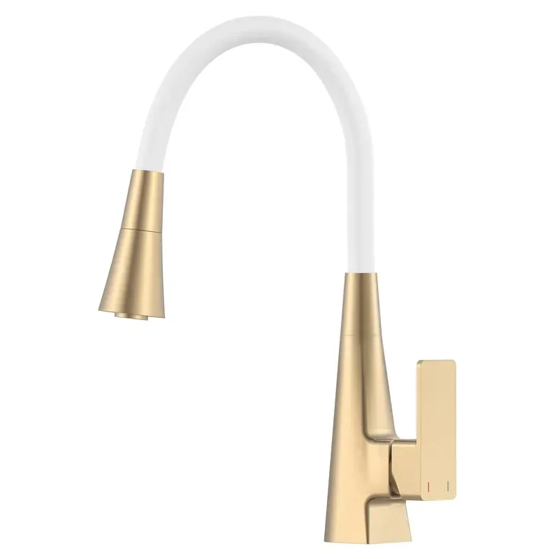 Змішувач для кухні Mixxus Etna 014-T (NUT) Brushed Gold Refl.White (Матове золото+силіконовий вилив білий) (MI8423) от MIXXUS - купить в интернет-магазине