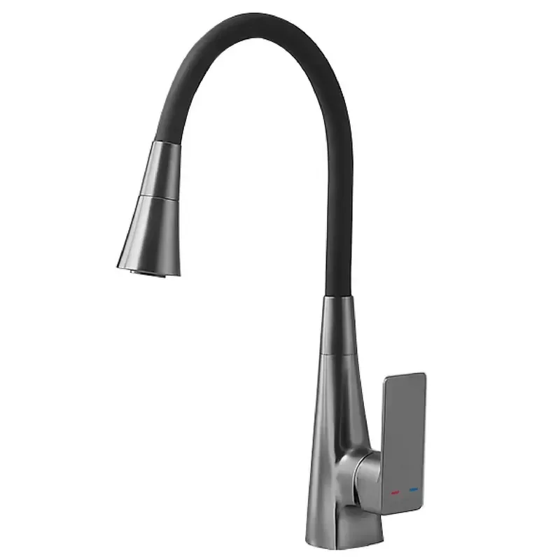 Змішувач для кухні Mixxus Etna 014-T (NUT) Graphite Refl.Black (Квіт графіт + силіконовий вилив чорний) (MI8422) от MIXXUS - купить в интернет-магазине