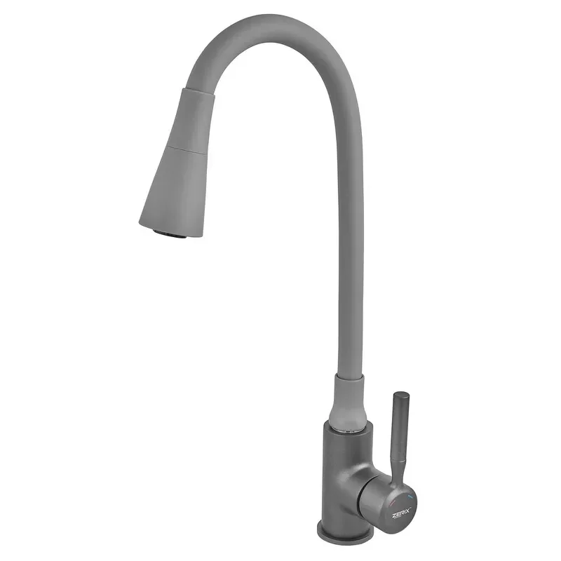 Змішувач для кухні Zerix Atrium-011-T Graphite Refl.Gray (Квіт графіт + силик.вилив сірий) (ZX6107) от Zerix - купить в интернет-магазине