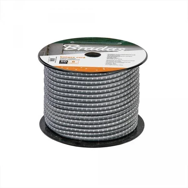 Шнур еластичний гумовий 0,8см x 50м сірий BUNGEE CORD HOOK, BCDIY-0850GY-R - фото 2