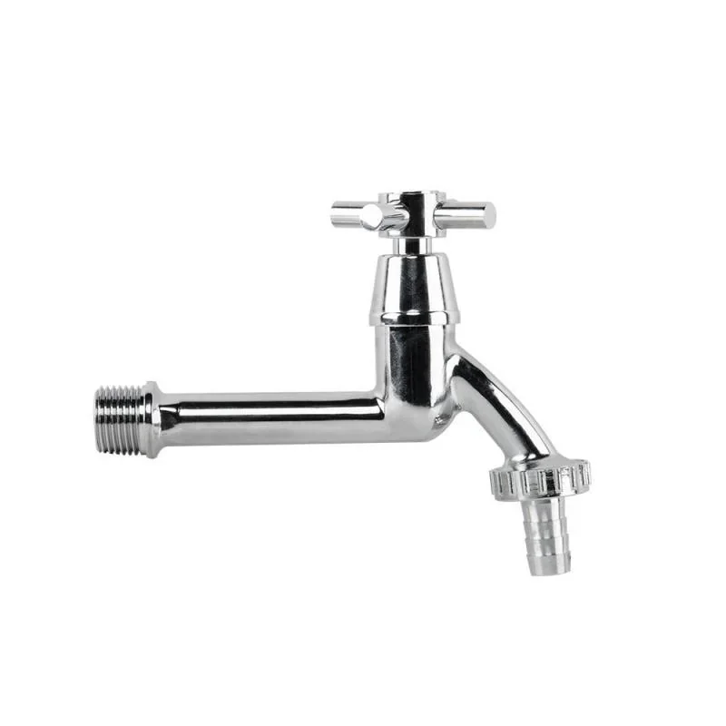 Кран вентильний РЗ 1/2", штуцер під шланг 3/4", латунь/нікель, CROSS HANDL LONG, GKK0T123413L - фото 2