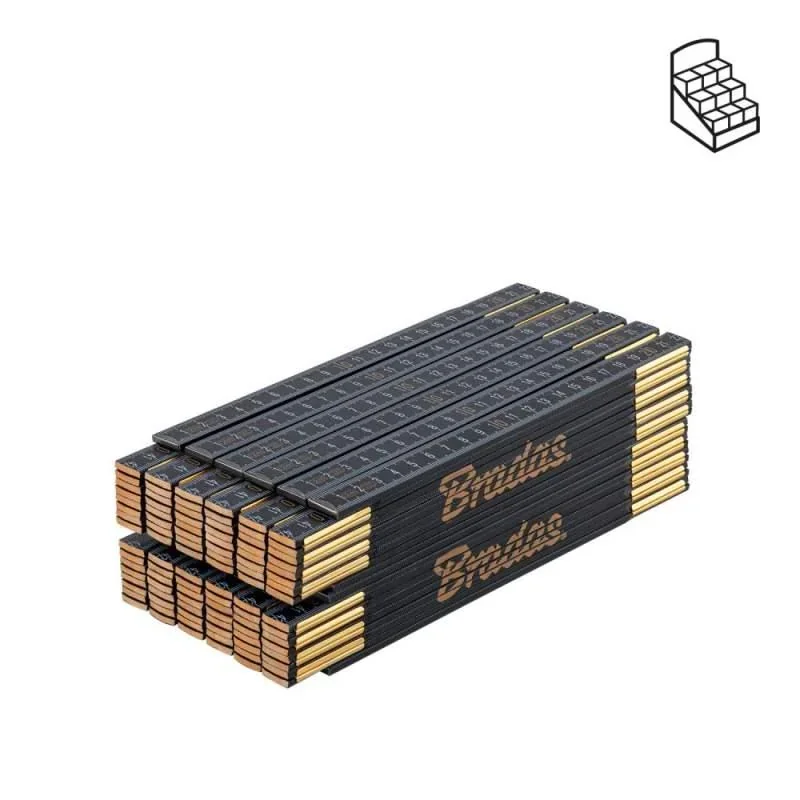 Лінійка розкладна, дерево, 2м, пружина, чорний, DIY-MFW21BK/12BOX - фото 2