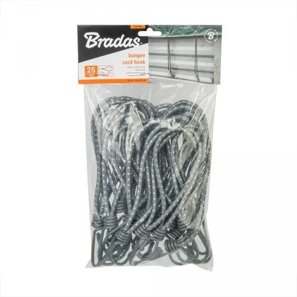 Петля еластична 20см з металевим гачком  х 25шт. BUNGEE CORD HOOK, BCH4-0620GY-B - фото 2