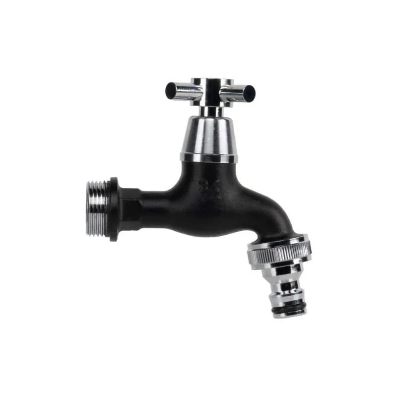 Кран кульовий РЗ 3/4", штуцер під шланг 3/4", ніпель латунь хромована / чорна, GKK0T3434BK - фото 2