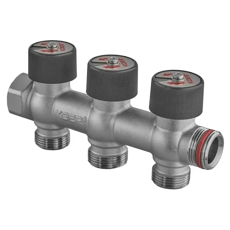 Колектор вентильний без фітингу 3/4"x3/4"x3/4"x3 WAYS (KOER KR.1128-3) (KR5872) - фото 2