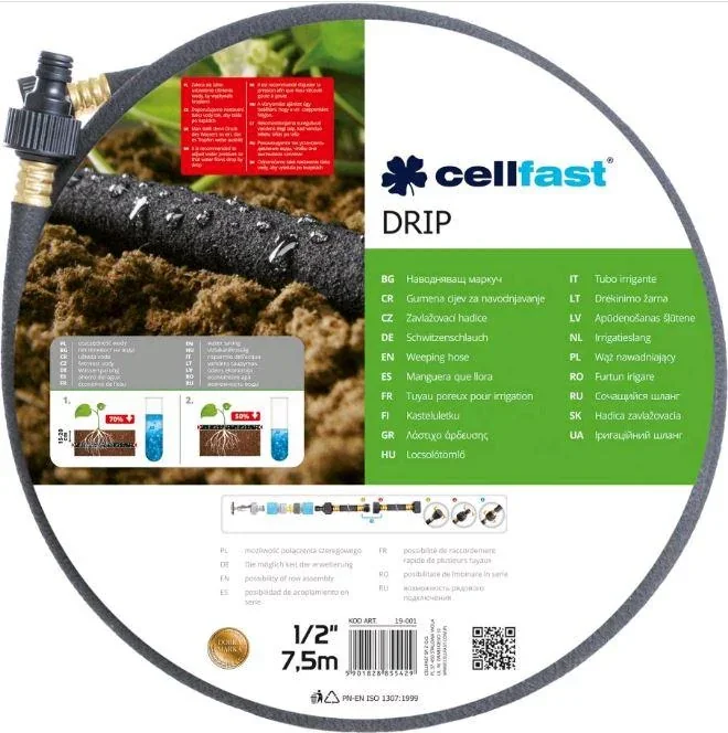 Шланг поливочный Cellfast Сочащийся DRIP 1/2"(7,5м/бухт) CF19-001 - фото 2