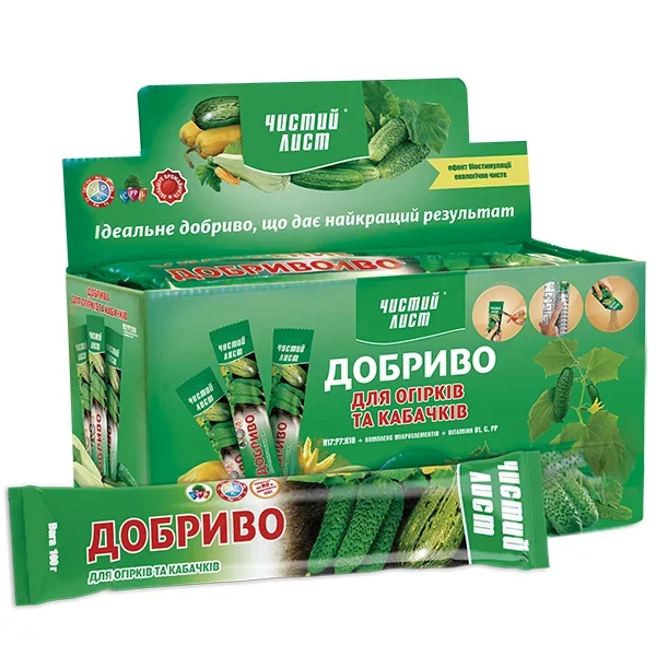 Добриво кристалічне  100г "Чистий Лист" для огірків та кабачків
