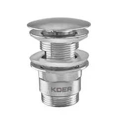 Донний клапан для умивальника з переливом Koer PW-03-01 1 1/4'' (кнопка) (Колір хром) (KR3394) от KOER - купить в интернет-магазине