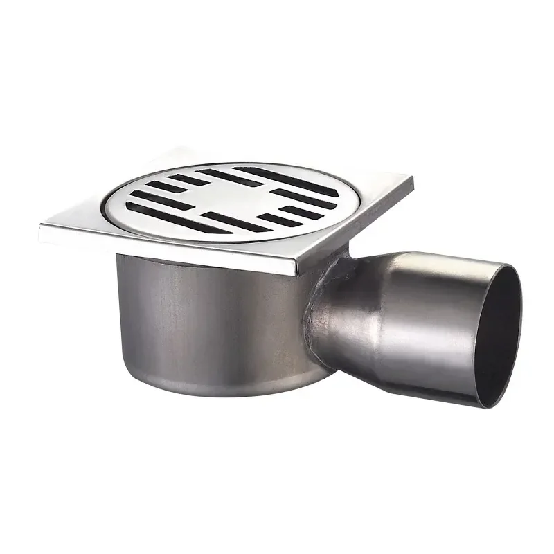 Душевой трап MIXXUS DRAIN-02-10x10-90 из нерж. стали SUS304 100x100мм, угловой отвод (Цвет нерж) (MI3419)