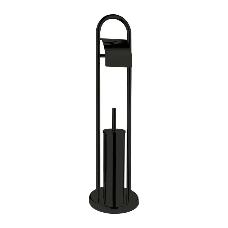 Ершик напольный с бумагодержателем Zerix Kit ME04 Black (ZX4644)