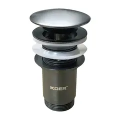 Донний клапан для раковини з переливом KOER PW-07-07 автоматичний (Click-Clack) (Кольор графітовий) 1 1/4''' (KR6483) от KOER - купить в интернет-магазине