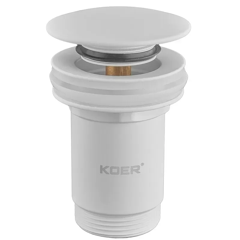 Донний клапан для раковини Koer PW-08-03 1 1/4''  без переливу автоматичнийСLICK-СLACK (Колір білий