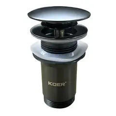 Донний клапан для раковини без переливу KOER PW-08-07 автоматичний (Click-Clack) (Кольор графітовий) 1 1/4" (KR6484) от KOER - купить в интернет-магазине
