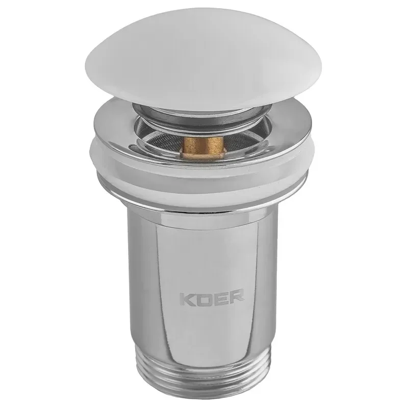 Донний клапан для раковини Koer PW-08-11 1 1/4''  без переливу автоматичний СLICK-СLACK (Біла керам