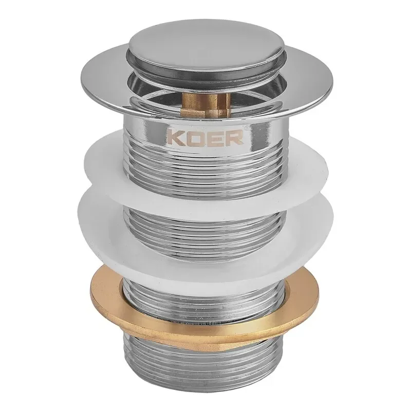 Донний клапан для раковини Koer PW-10-01 1 1/4''  без переливу автоматичний СLICK-СLACK (Колір хром