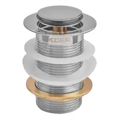 Донний клапан для раковини Koer PW-10-01 1 1/4''  без переливу автоматичний СLICK-СLACK (Колір хром от KOER - купить в интернет-магазине