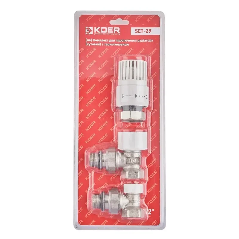 Комплект для подключения радиатора (угловой) с термоголовкой 1/2'' ( KOER SET-29 ) (KR5716) - фото 2