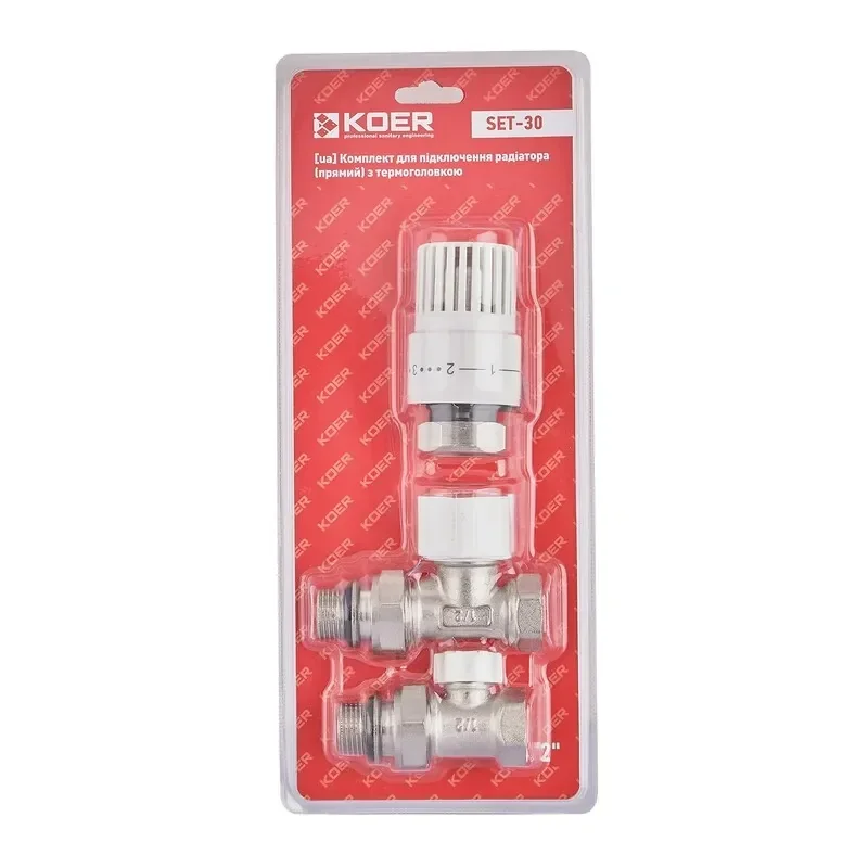 Комплект для підключення радіатора Koer SET-30 - 1/2'' (прямий) з термоголовкою (KR5717) - фото 2
