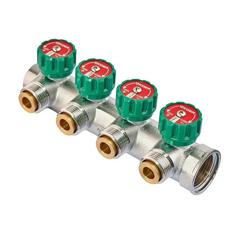 Колектор для теплої підлоги Koer KR.1127-4 - 1"x4 - 3/4 Ways (євроконус-площина) (KR4948)