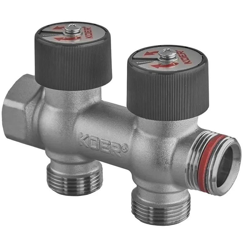 Колектор вентильний без фітингу 33/4"x3/4"x3/4"x2 WAYS (KOER KR.1128-2) (KR5871)
