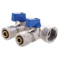 Колектор з кульовими кранами і фитингом Koer KR.1125-2 3/4"x2 ways (KR2835) от KOER - купить в интернет-магазине