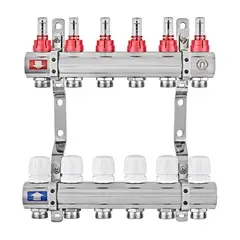 Колекторний блок з витратомірами EUROPRODUCT EP.B3110-06-1”x6 (корп. латунь) (EP6194) от EUROPRODUCT - купить в интернет-магазине