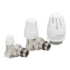 Комплект для підключення радіатора Koer SET-11 - 1/2"x1/2" (кутовий) з термоголовкою ВЗ (KR3175) от KOER - купить в интернет-магазине