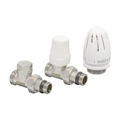 Комплект для підключення радіатора Koer SET-15 - 1/2"x3/4" (прямий) з термоголовкою ЗЗ (KR3180) от KOER - купить в интернет-магазине