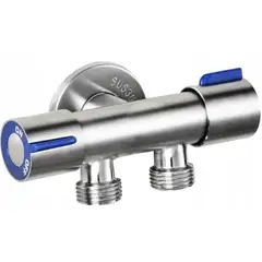 Кран для підключення сантехприладів Champion VAL-11-1/2x1/2x1/2 з нержавіючої сталі SUS304 (синій) от Champion - купить в интернет-магазине