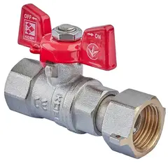 Кран кульовий Koer KR.222 - 1/2" FF ГГМ з накидною гайкою, ручка "метелик" червона (KR4769) от KOER - купить в интернет-магазине