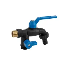 Кран пластиковий РЗ 1/2", штуцер під шланг РЗ 2x3/4", BLACK RAVEN NYLON / BRASS, GTBR123434NB2 от Bradas - купить в интернет-магазине