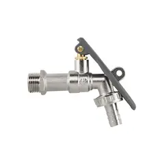 Кран вентильний РЗ 1/2", штуцер під шланг 3/4", латунь нікель, LEVER LOCK, BR-KLS1234 от Bradas - купить в интернет-магазине